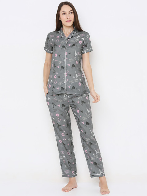 

FashionRack Women Grey Printed Night suit