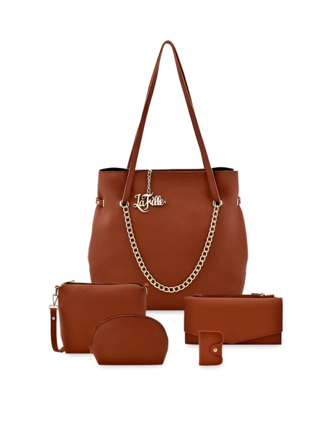 

LaFille Tan PU Structured Shoulder Bag