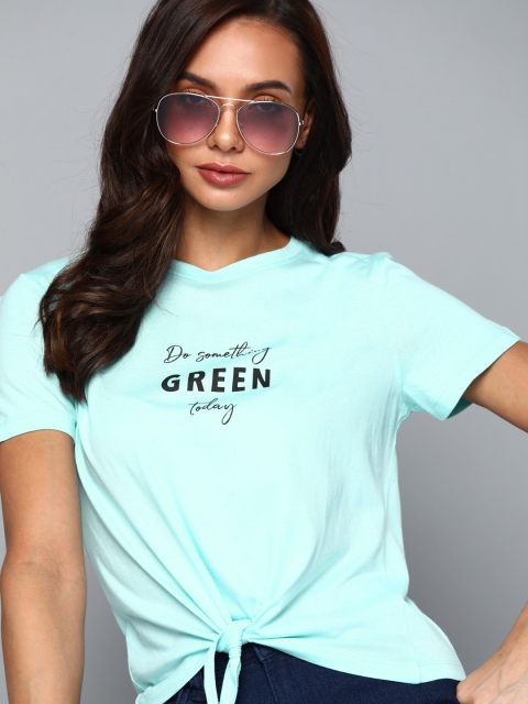 

Harvard Women Blue Typography Printed T-shirt