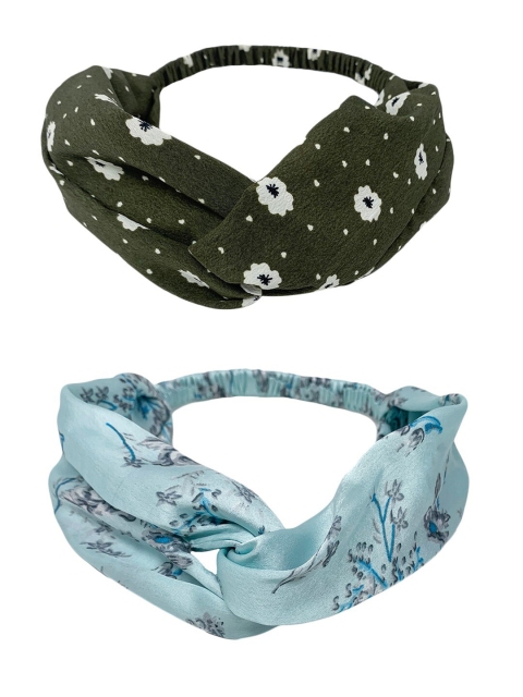 

Mint & Oak Women Olive Green & Blue Printed Set of 2 Hairbands
