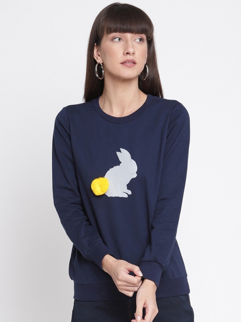 

The Vanca Women Navy Blue Printed Sweatshirt