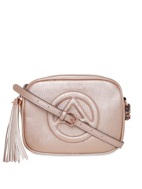 

ALDO Rose Gold PU Structured Sling Bag with Tasselled