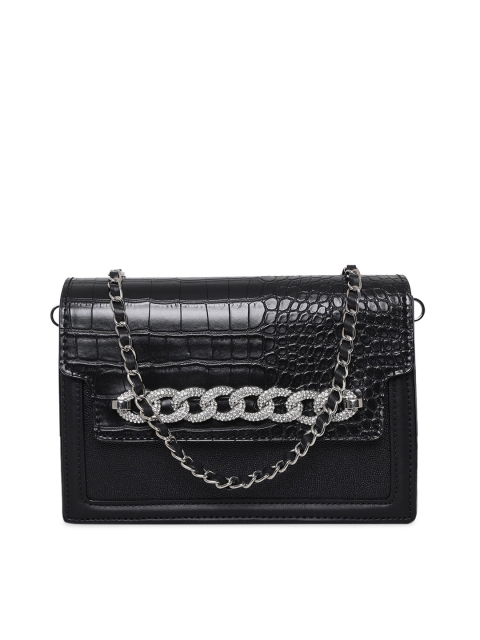 

ALDO Black Animal Textured PU Swagger Handheld Bag