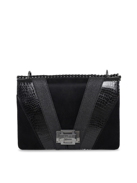 

ALDO Black Textured PU Structured Sling Bag
