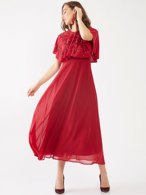 

Zink London Women Red Embellished Maxi Dress