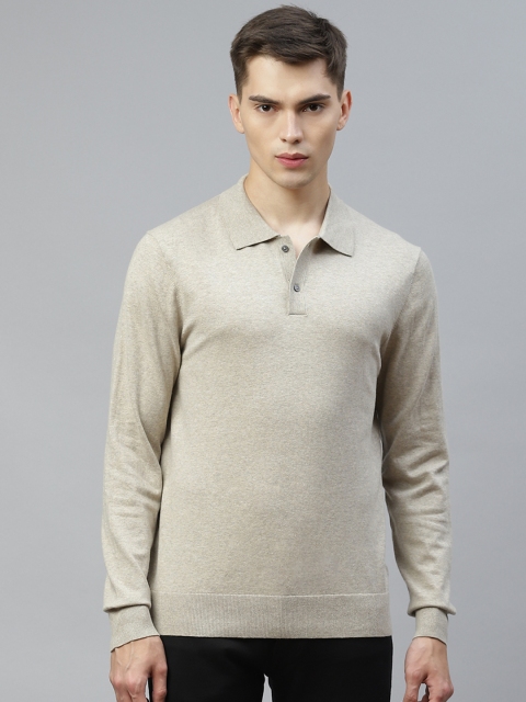 

Marks & Spencer Men Beige Cotton Polo Collar T-shirt