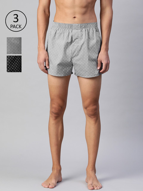 

Marks & Spencer Men Pack of 3 Cotton Printed Boxers T143823GREY, Grey