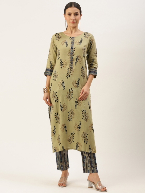 

Minora Women Blue Floral Printed Regular Gotta Patti Kurta with Palazzos