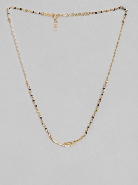 

Carlton London Women Black & Gold-Toned Artificial Stone Studded Mangalsutra