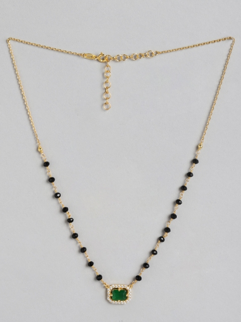 

Carlton London Women Black & Gold-Toned Artificial Stone Studded Mangalsutra