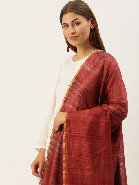 

ArtEastri Red & Pink Pure Silk Dupatta