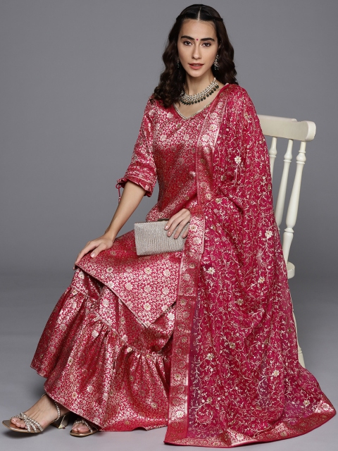 

Chhabra 555 Women Pink Regular Kurta with Sharara & With Dupatta