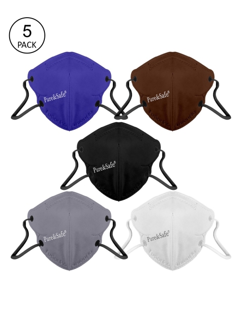 KHADI ESSENTIALS Unisex Kids Pack Of 5 Assorted 5-Ply Reusable Cotton N95 Masks