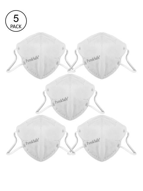 

KHADI ESSENTIALS Kids Pack Of 5 White Solid 5-Ply Reusable N95 Masks