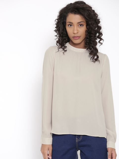 

FOREVER 21 Women Beige Solid Top