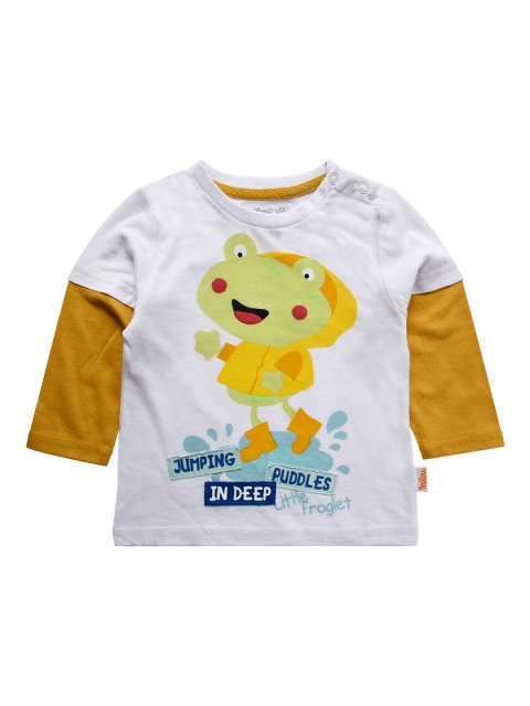

milou Boys White & Yellow Printed T-shirt