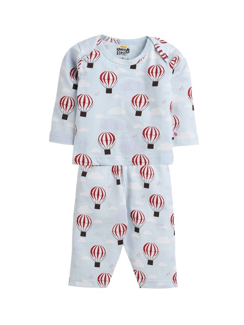 

AMUL Kandyfloss Unisex Kids Blue & Red Graphic Print Night suit
