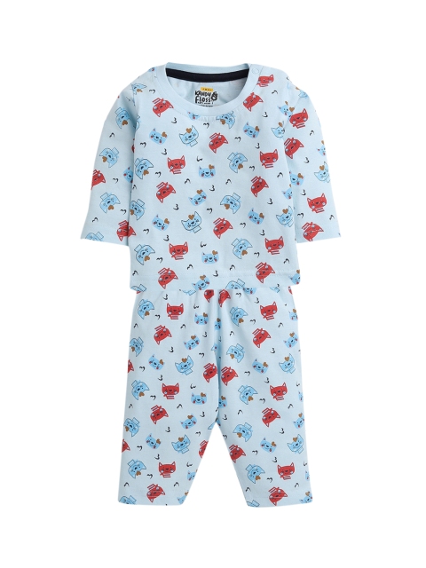 

AMUL Kandyfloss Unisex Kids Blue & Red Printed Night suit