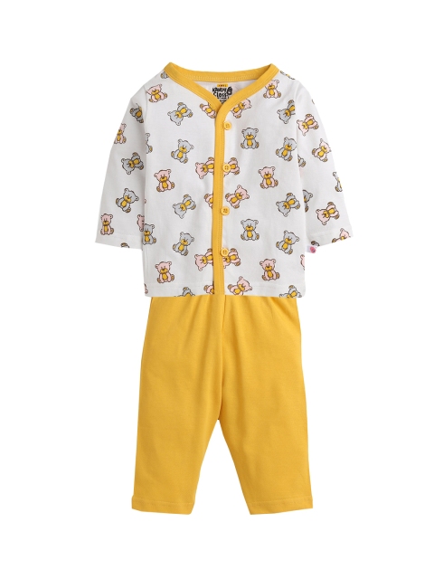 

AMUL Kandyfloss Unisex Kids Yellow & White Printed Night suit
