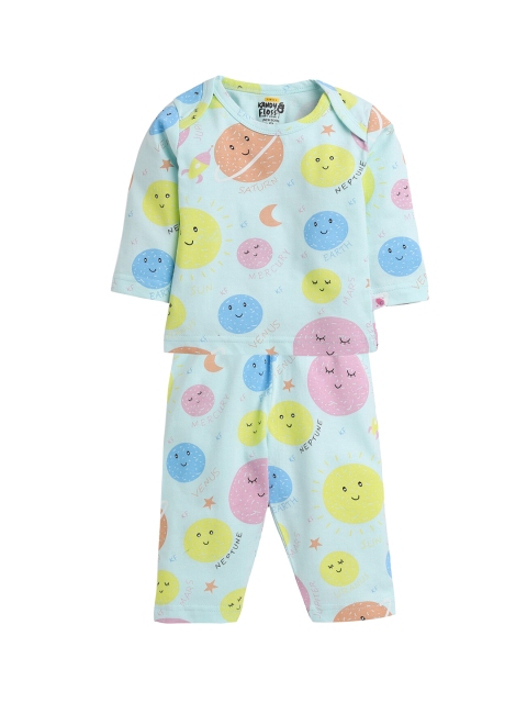 

AMUL Kandyfloss Kids Blue Graphic Print Cotton Night Suit