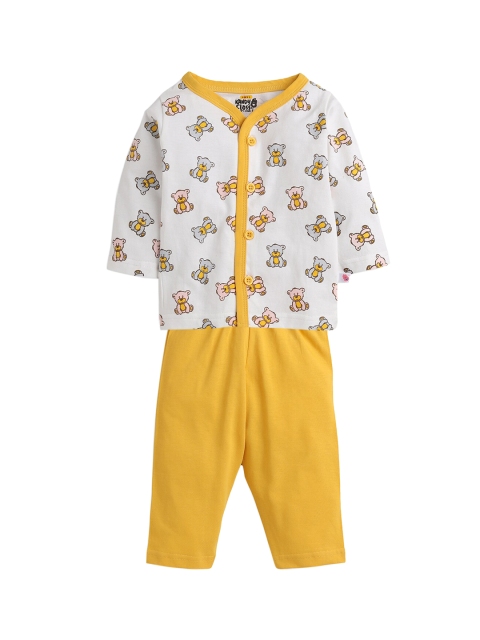 

AMUL Kandyfloss Unisex Kids Yellow & White Printed Pure Cotton Night Suit