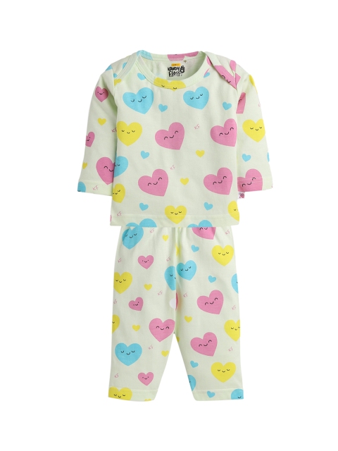 

AMUL kandyfloss Unisex Kids Blue & Pink Printed Pure Cotton Night Suit