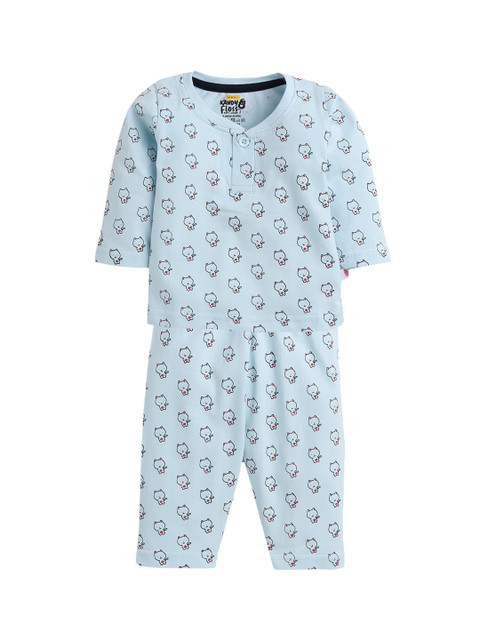 

AMUL Kandyfloss Kids Blue & Red Graphic Printed Pure Cotton Night Suit