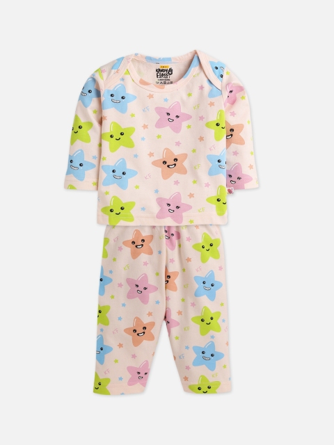 

AMUL Kandyfloss Unisex Kids Orange & Blue Printed Night suit