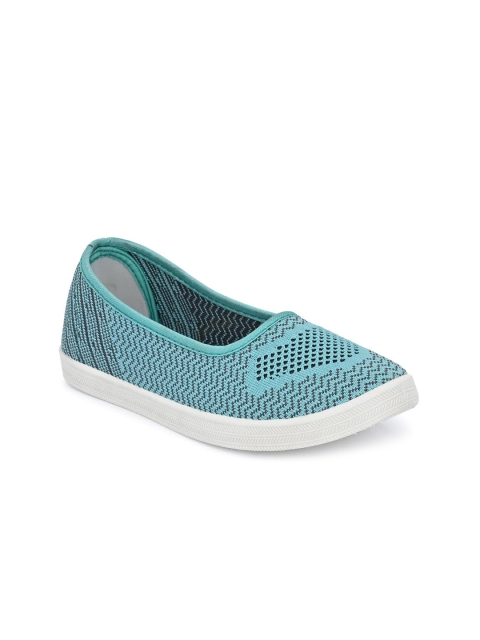 

HIROLAS Women Turquoise Blue Knitted Slip-On Sneakers