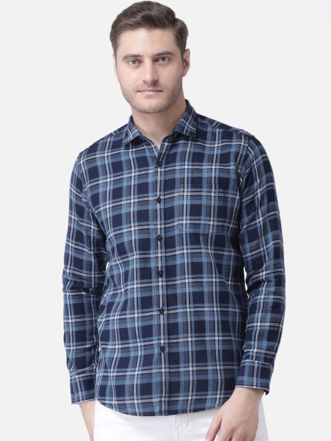 

Zeal Men Blue Tartan Checks Opaque Checked Casual Shirt