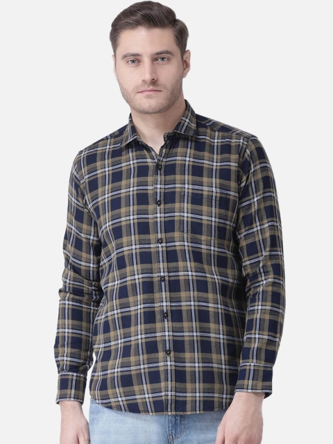 

Zeal Men Blue & Yellow Checked Cotton Casual Shirt