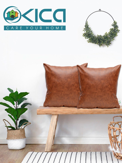 

KICA Brown Set of 2 Square Reversible Cushion Covers