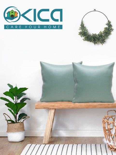 

KICA Green Set of 2 Square Reversible Cushion Covers