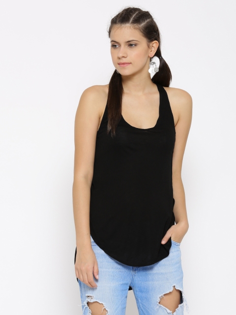 

FOREVER 21 Women Black Solid Tank Top