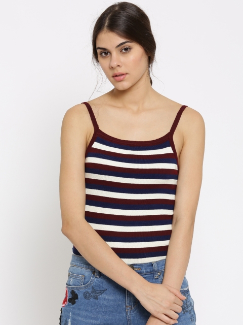 

FOREVER 21 Women Burgundy Striped Top