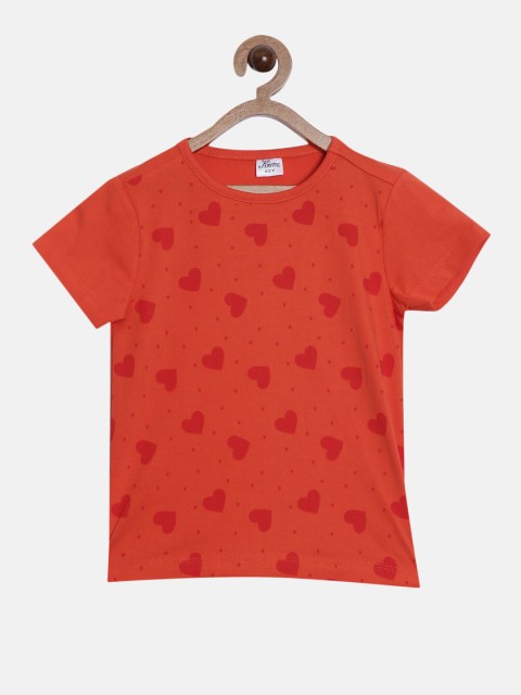 

Kryptic Girls Orange Printed Pure Cotton T-shirt