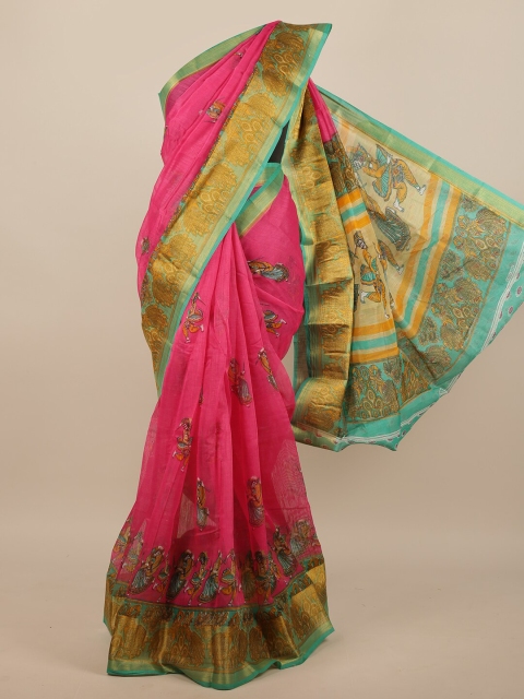 

Pothys Pink & Sea Green Warli Printed Saree