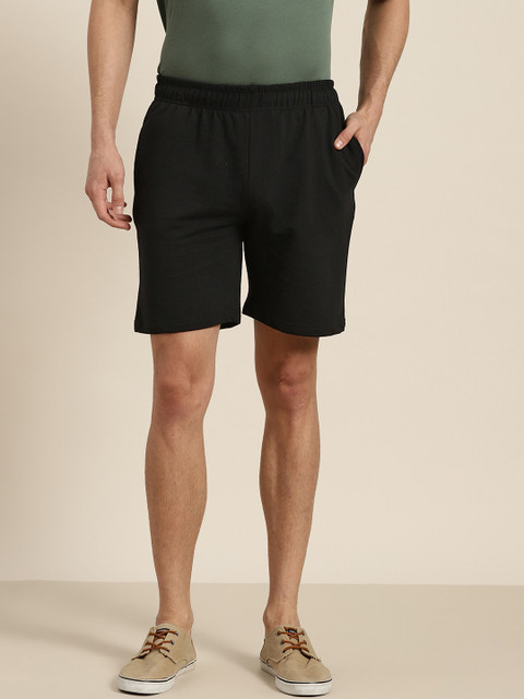 

ether Men Black Pure Cotton Slim Fit Regular Shorts
