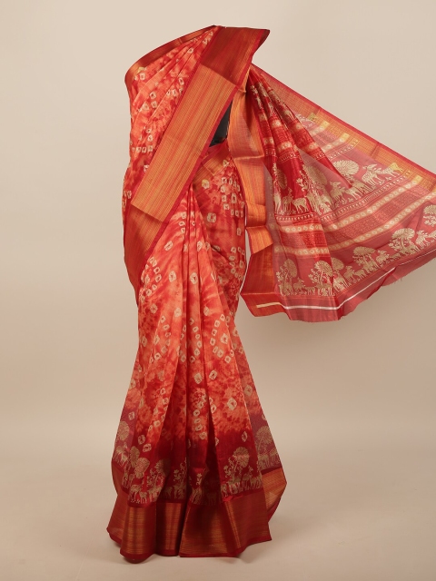 

Pothys Red & Orange Abstract Printed Saree