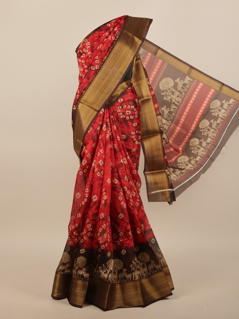 

Pothys Red & Black Abstract Printed Zari Saree