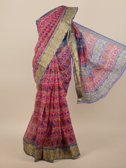 

Pothys Pink & Blue Ethnic Motifs Printed Saree