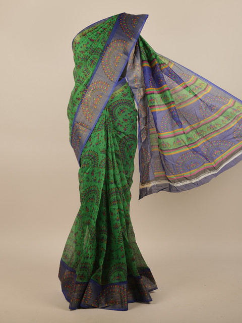 

Pothys Green & Blue Warli Printed Saree