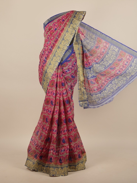 

Pothys Pink & Blue Ethnic Motifs Printed Saree