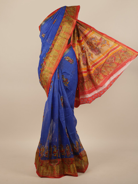 

Pothys Blue & Red Warli Printed Saree