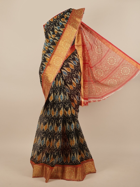 

Pothys Black & Gold-Toned Printed Saree