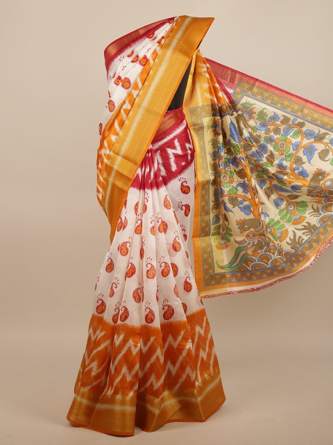 

Pothys Multicoloured Paisley Printed Zari Saree, Multi