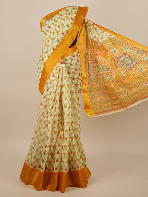 

Pothys Yellow & Orange Printed Saree