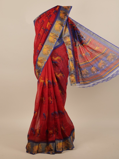 

Pothys Red & Blue Ethnic Motifs Printed Saree