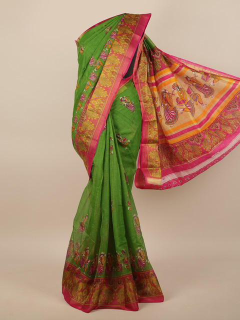 

Pothys Green & Pink Warli Printed Saree