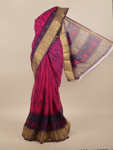 

Pothys Pink & Gold-Toned Printed Saree
